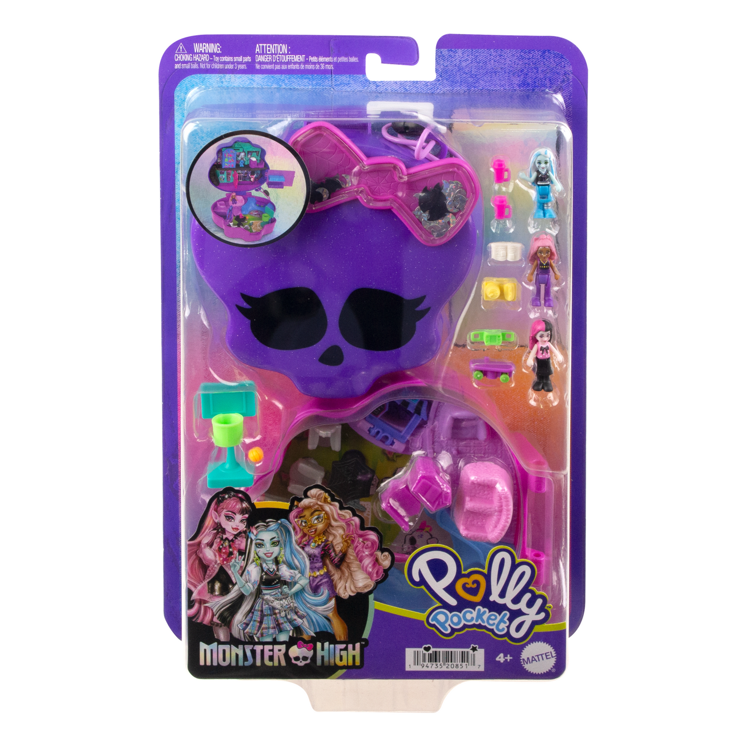 Polly Pocket Monster High Coffret Avec 3Micro-Poup¨¦es et 10Acc.