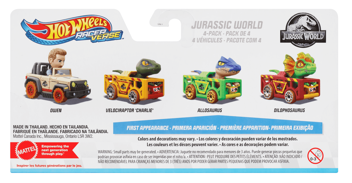 Hot Wheels  Racerverse  Coffret de 4V¨¦hicules  M¨¦tal  Jurassic World