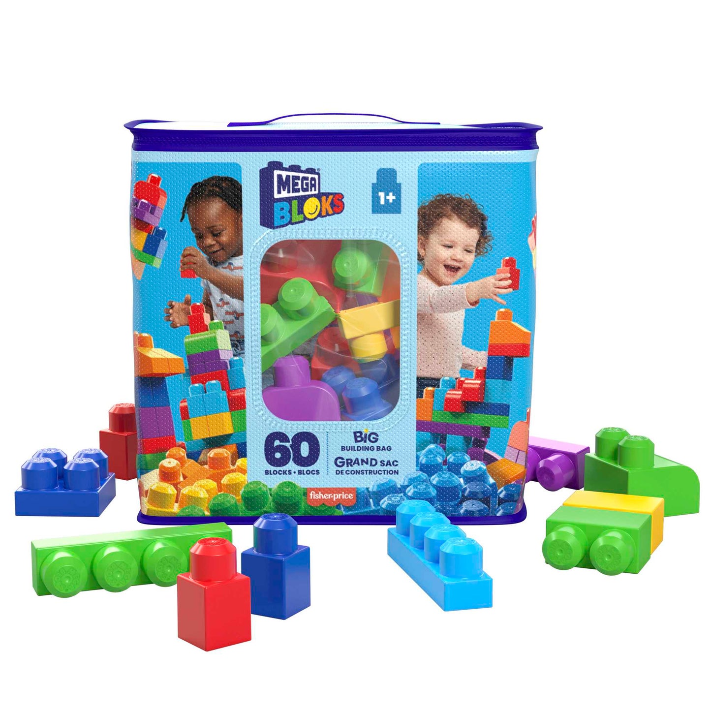 Mega Bloks Jogo de Constru??o Bolsa de Constru??o de 60 pe?as azul