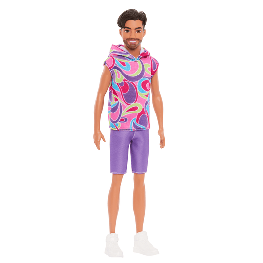 Barbie Fashionista Mu?eco Ken Camisa de Colores y Short Morado